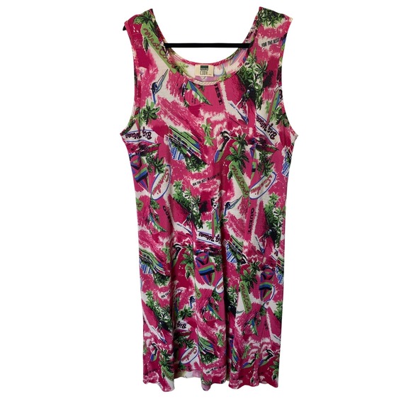 Fashion Code Other - Vintage Fashion Code Tropical Dress Womens Large Pink Swim Coverup USA Retro